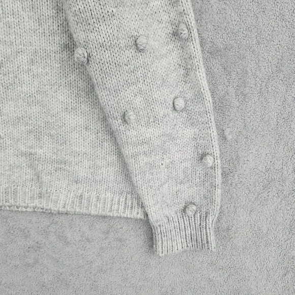 CeCe Womens Light Gray Knit Sweater With Pom Pom Detail Size M 23CT - Picture 6 of 7